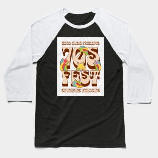 Retro 70s Rainbow Star Music Festival Baseball T-Shirt